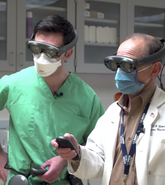 Medical personnel use Magic Leap's augmented reality platform with Brainlab's Mixed Reality Viewer software.